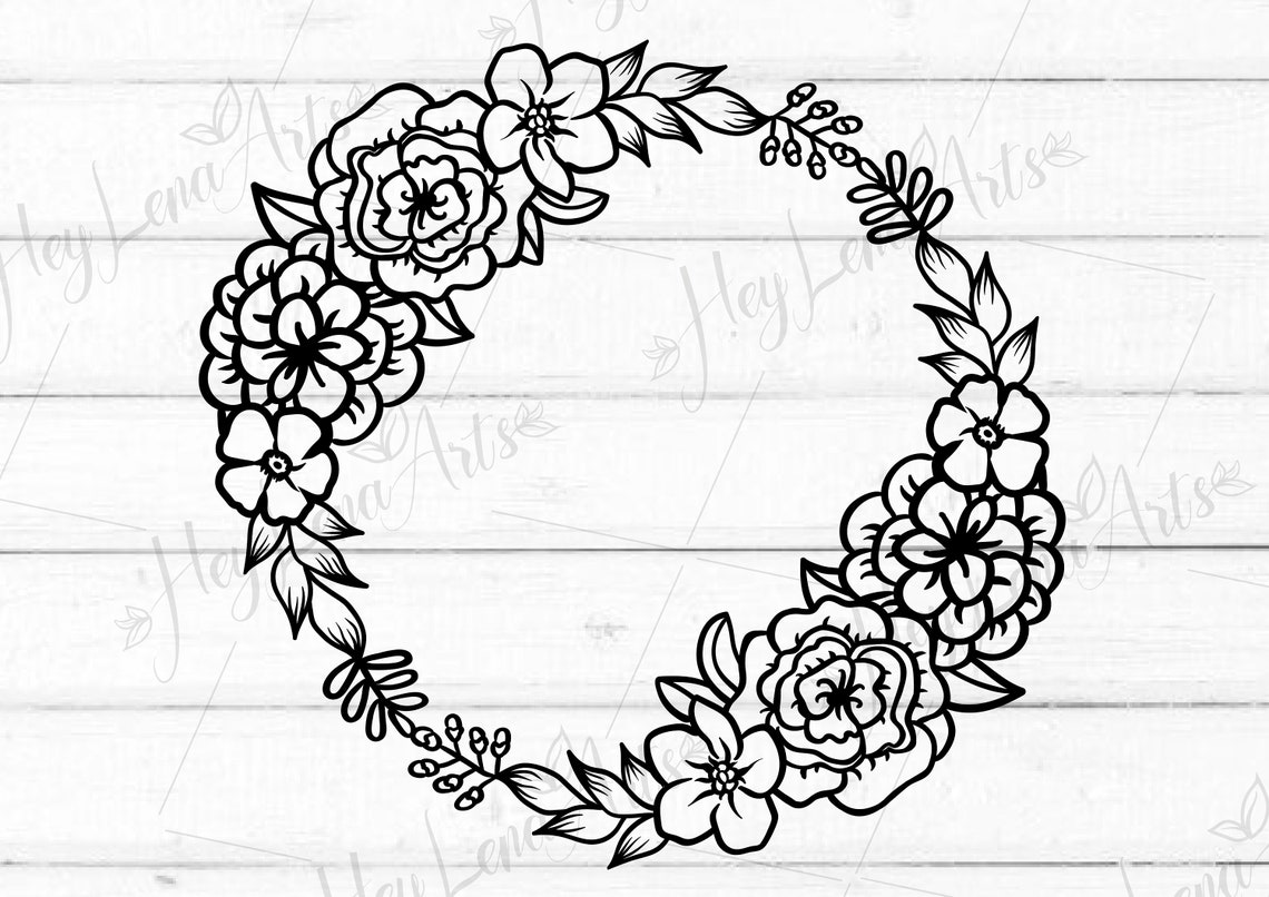 Floral Wreath Svg Floral Frame Svg Floral Swag Svg Circle - Etsy