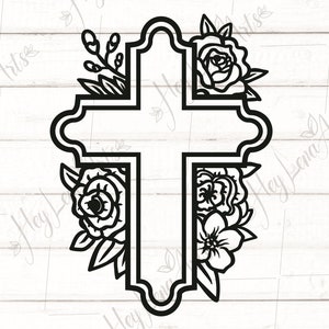 Easter svg, Cross svg, Floral Cross Svg, Jesus svg, Christian svg, Religious svg, Svg Files for Cricut, Cut File, dxf files for laser, png