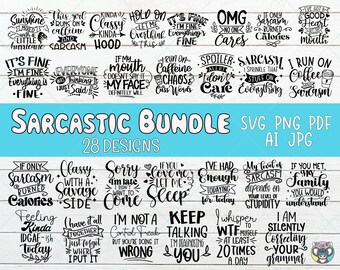 Sarkastische Zitate SVG Bundle: Lustige Sprüche, Cricut Dateien (Digitaler Download)