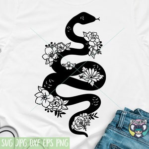 Svg serpent, serpent floral serpent, fleur serpent svg, svg fleurs sauvages, Boho svg, serpent avec des fleurs, fichiers Svg pour cricut, fichier coupé