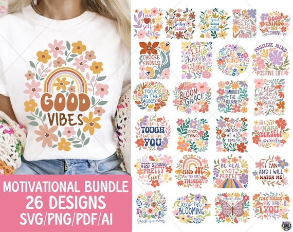 Boho Motivational Quotes Png, Mental Health Png, Inspirational Quotes Png, Boho Floral Png, Positive Vibes Gift, Affirmations Png