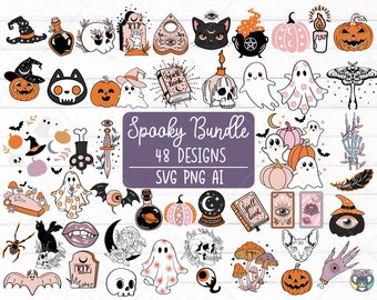 Retro Halloween SVG Bundle: Spooky Season Designs (Digital Download)
