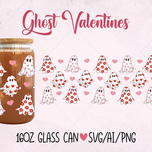 Valentines Day Glass Can Wrap svg, 16oz Glass Can svg, Libbey Glass Can Wrap, Valentines Libbey Wrap, Libbey Glass 16oz, Valentines Day Svg