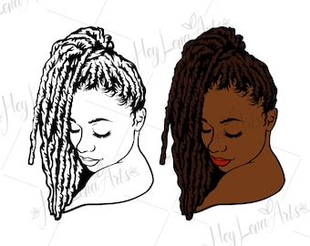 Femme noire svg, svg afro, dreadlocks, svg afro-américain, mélanine svg, Cricut, fichier de coupe, Silhouette, chemise, svg jpg eps dxf png dxf