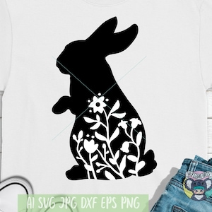 Ostern Osterhasen-Svg, Osterhasen-Svg, Blumen-Häschen-Svg, Frühlings-Svg, Kaninchen-Svg, SVG-Dateien für Cricut, Cut-Datei, Dxf-Dateien für Laser, Eps, PNG