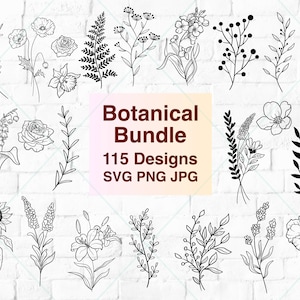Botanical Svg Bundle, Flower svg, Bouquet svg, Floral svg, Flower Bouquet SVG, Wildflower svg, Wedding svg, Bride svg, Svg Files for cricut
