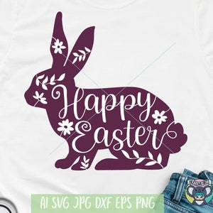 Easter Bunny Floral SVG: Cricut Cut File (Digital Download)