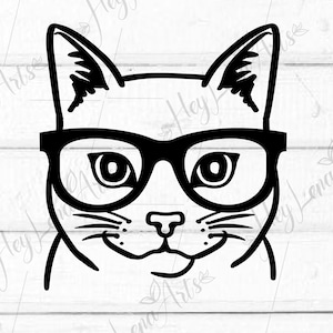 Cat with Glasses SVG: Hipster Animal Cut File (Digital Download)