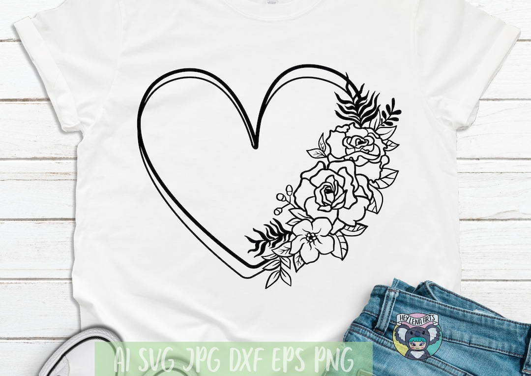 Floral Heart SVG: Wreath Frame, Monogram Cut File (digital Download) - Etsy