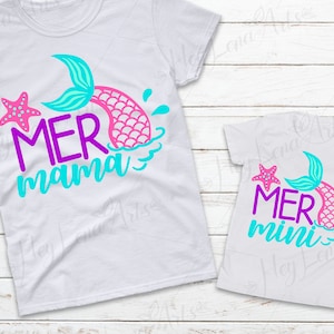 Mermaid Mama & Mini SVG: Matching Beach Shirt Designs (Digital Download)