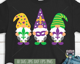 Mardi Gras Gnomes SVG: Fleur De Lis, Louisiana, New Orleans (Digital Files)