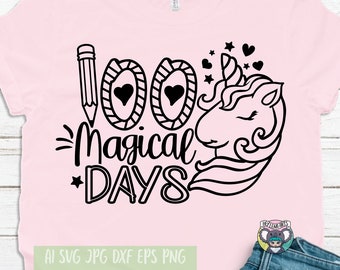100 Days of School Unicorn SVG: Teacher Cut-bestand (digitale download)