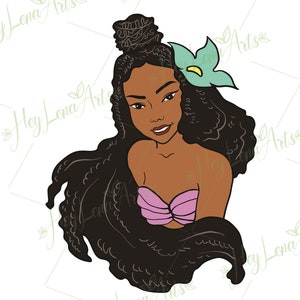 Black Ariel Mermaid SVG: Afro Melanin Cricut Cut File (Digital Download)
