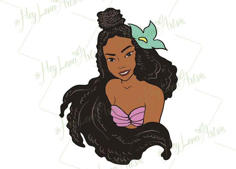 Download Black Ariel svg Black woman svg Mermaid svg afro svg | Etsy
