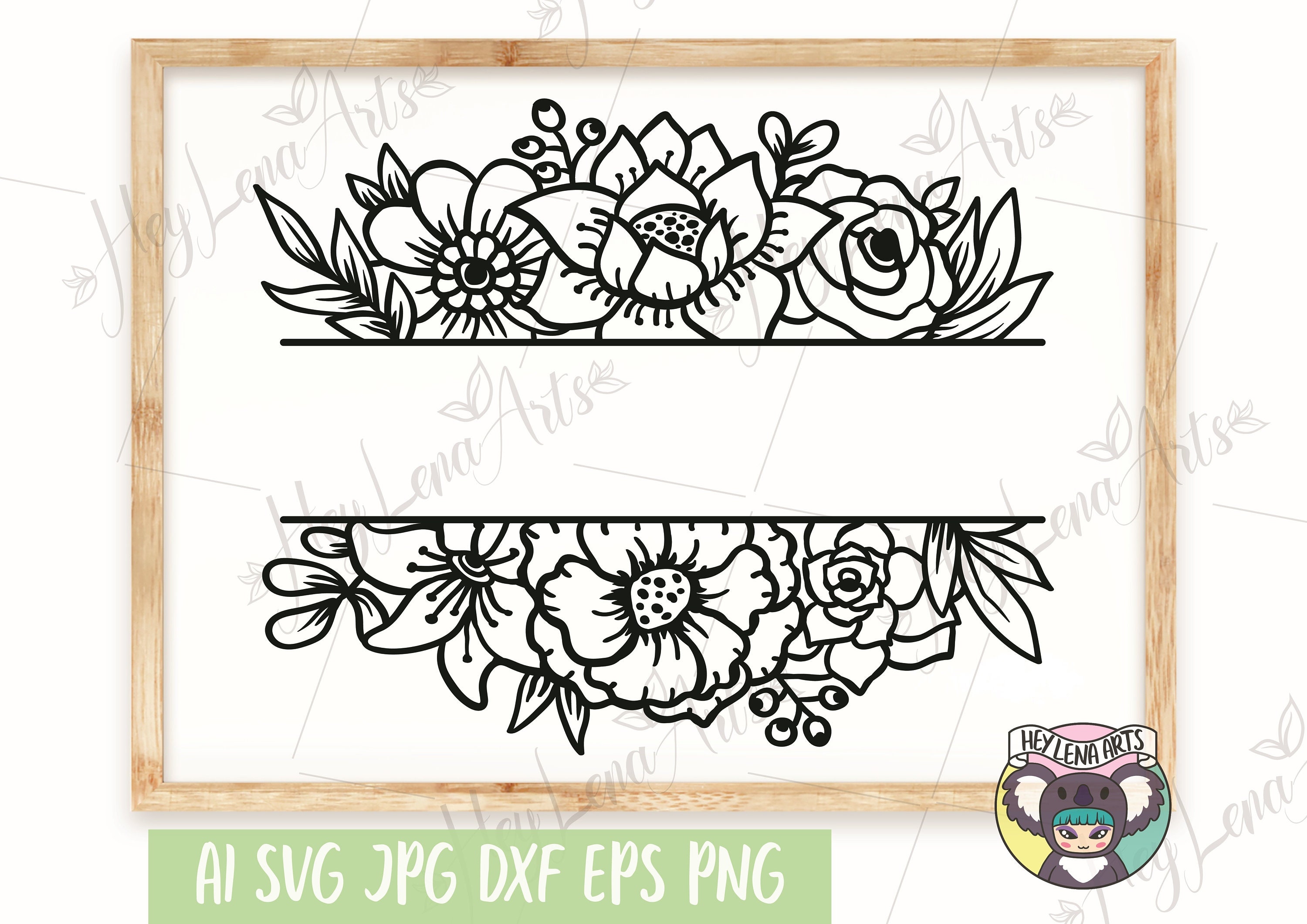 Floral Border Svg Flower Border Svg Flower Monogram Svg - Etsy