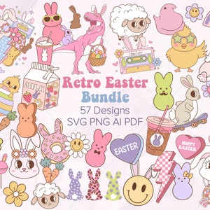 Ostern Png Bundle, Retro Ostern svg, Osterhase svg, lustige Ostern png, Ostern SVG, Osterei Png, Frühlings svg, SVG-Dateien für Cricut