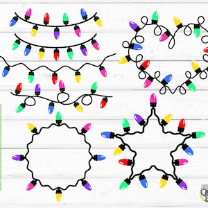 Christmas svg, Christmas Lights svg bundle, Merry And Bright, Let it Snow svg, Santa svg, Svg Files for Cricut, cut file, dxf file for laser