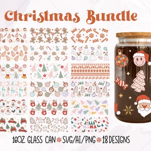 Christmas Can Glass Wrap SVG, Christmas Glass Wrap Svg, Libbey Glass 16OZ svg, Christmas Libbey Glass Svg, Christmas Tree Cake Can Glass Svg