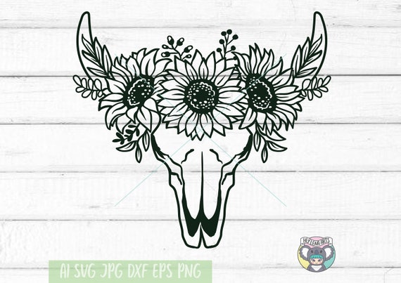 Download Cow Skull Svg Sunflower Svg Floral Wreath Svg Boho Svg Etsy