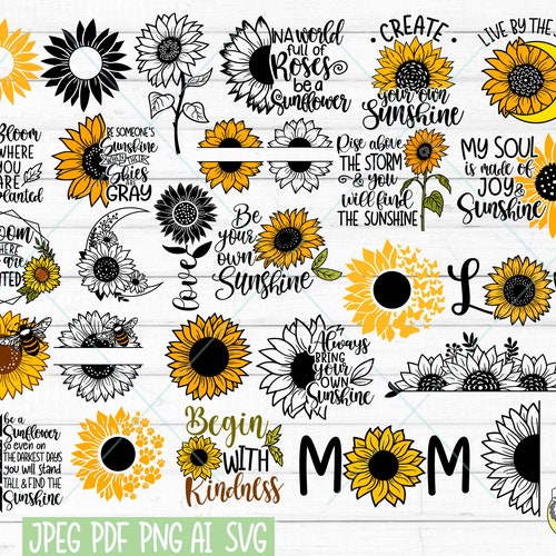 100 SUNFLOWER SVG Bundle Sunflower SVG Files for Cricut - Etsy