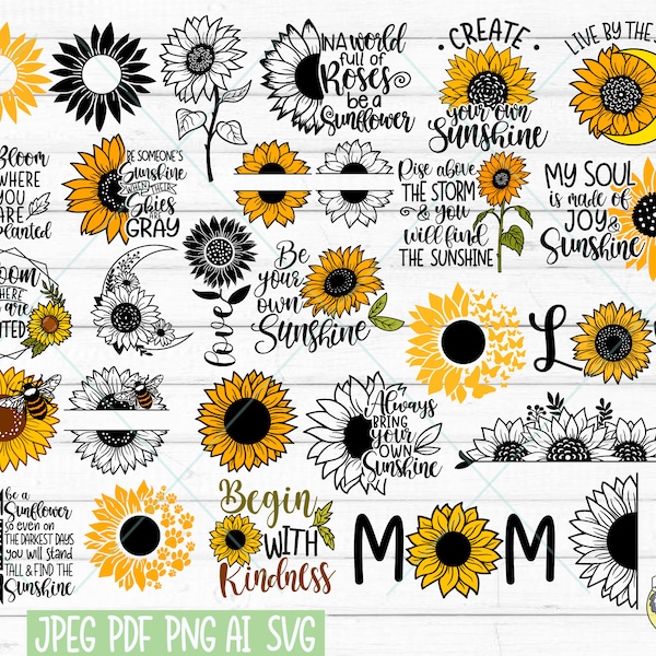 Sunflower svg Bundle, Sunflower svg, Sunflower Quotes svg, Svg Files for Cricut, cut file, eps png svg