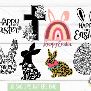 Ostern-Svg, Oster-Svg-Bundle, Osterhase-Svg, Blumenhasen-Svg, Blumenkreuz-Svg, Frühlings-Svg, Wildblumen-Svg, Clipart-Dateien für Cricut