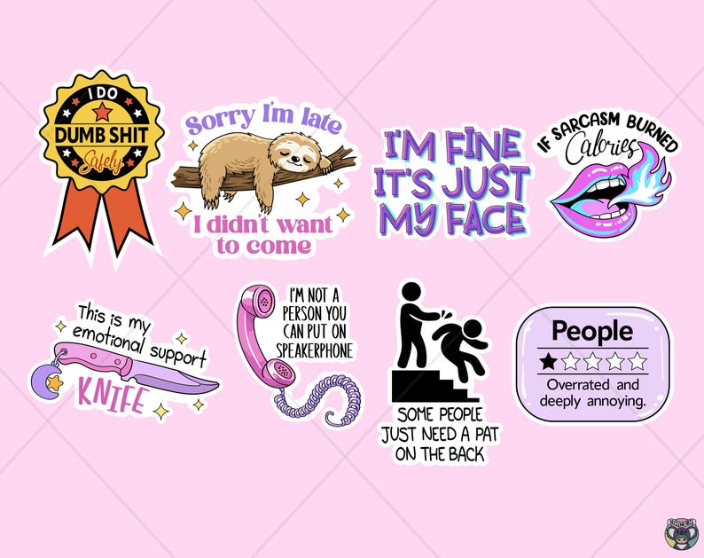 43 Sarcastic Funny Printable Sticker Designs Bundle, Quotes Sublimation Sarcastic Snarky Clipart image 6