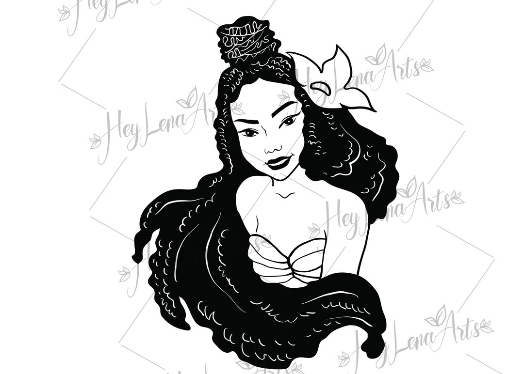 Black Ariel Svg, Mermaid Svg, Black Woman Svg, Afro Svg, African