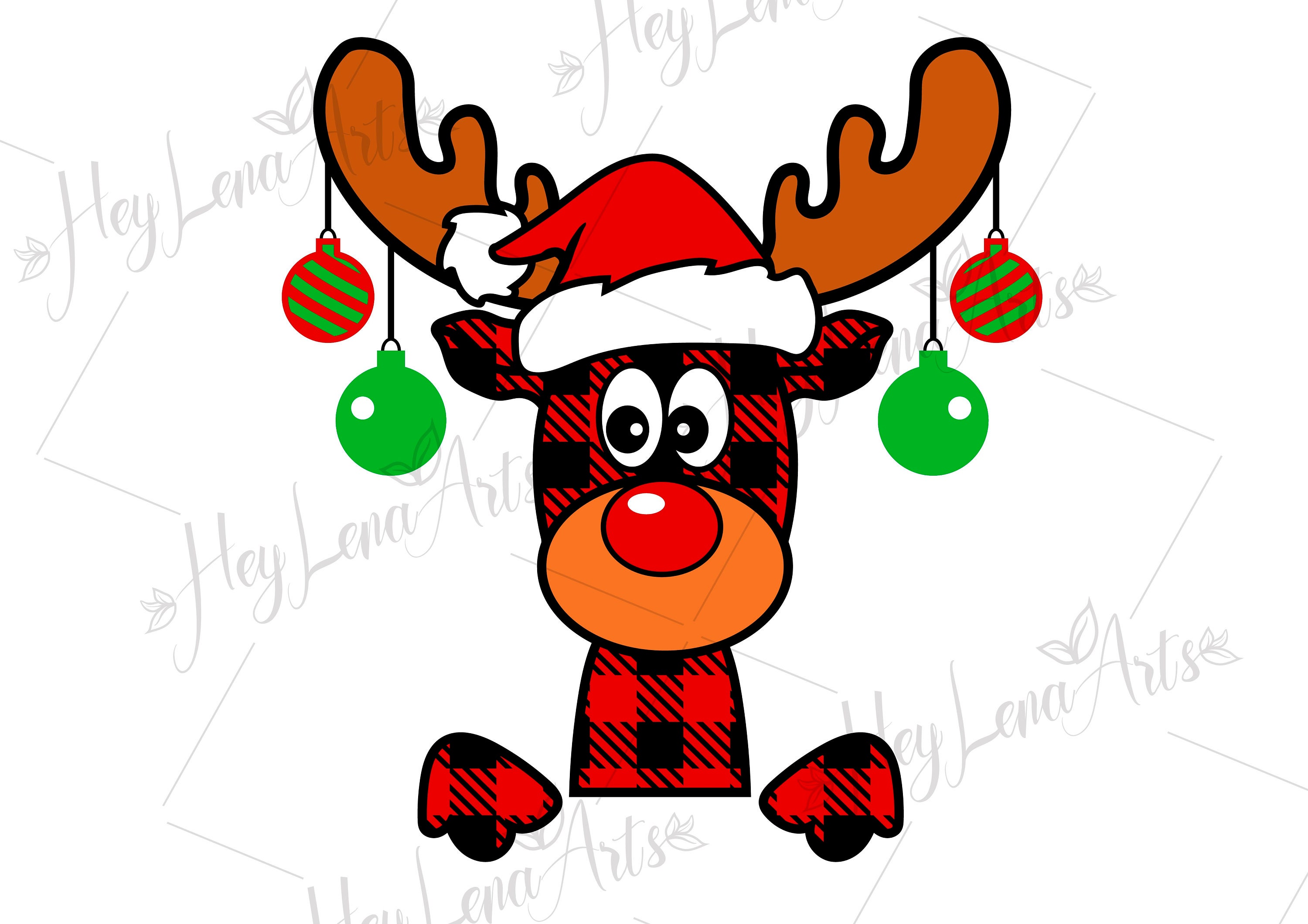 Christmas Moose SVG clipart Buffalo Plaid Moose Xmas cut | Etsy