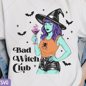 Halloween Witch PNG, Bad Witch Club Png, Spooky Season Png, Witchy Halloween Shirt PNG, Fall Png, Gothic Halloween Png, Retro Halloween Png