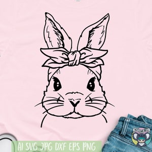 Bunny with Bandana SVG: Easter Rabbit Face Cut File