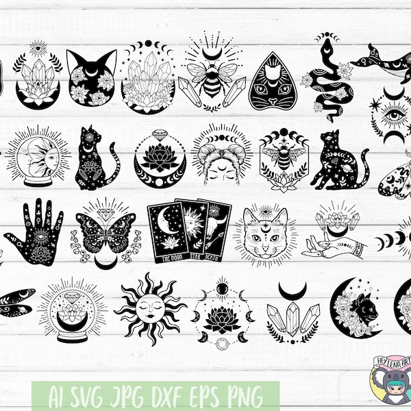 Mystical svg Bundle, Crystal Moon svg, Mystical svg for Cricut, Celestial svg, Moon Phase svg, Svg File for cricut