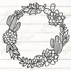 Cactus SVG, Suculenta SVG, Marco de flores SVG, Archivos SVG para Cricut, Archivo de corte, Planta SVG, Archivos DXF para láser, EPS PNG