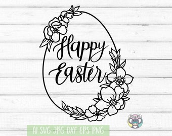 Floral Easter Egg SVG: Bunny Cricut Cut File (Digital Download)