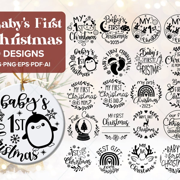 Baby's first Christmas svg bundle, Baby's first Christmas ornament svg, My first Christmas svg, My First Christmas Baby Ornament Svg