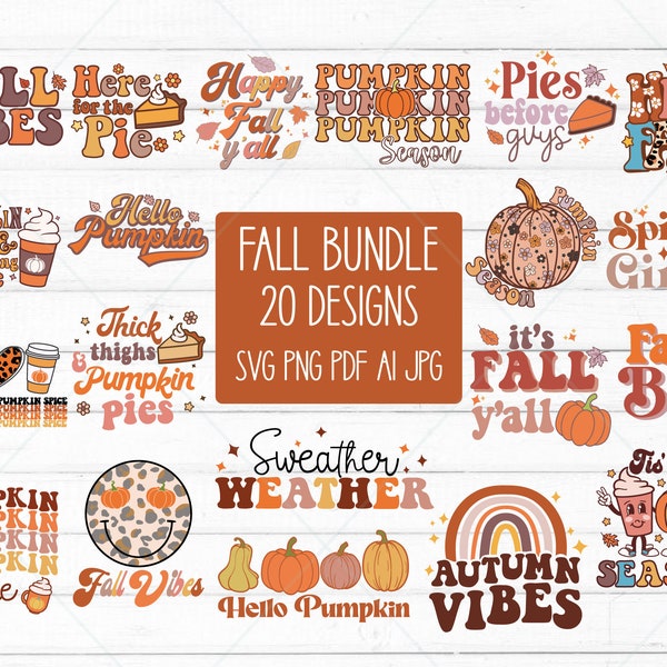 Fall svg bundle, Retro Fall svg bundle, Autumn Bundle Svg, Fall Svg Designs, Hello Fall svg, Pumpkin Spice svg, Cut File Cricut, cut file