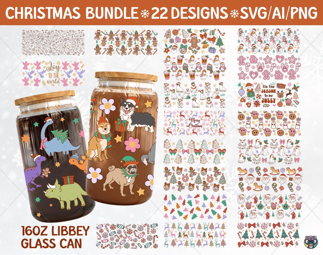 Christmas Libbey Glass Can Wrap SVG Bundle (digital Download) - Etsy