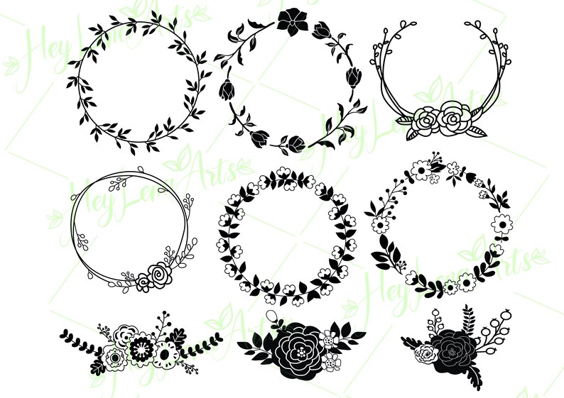 Floral Wreath svg Floral frame svg Floral Swag svg Wedding ...