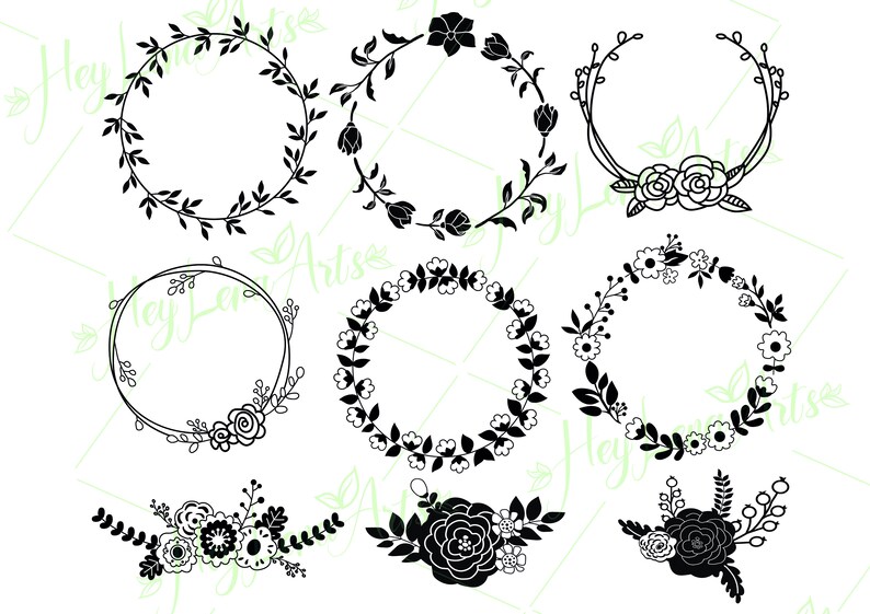 Floral Wreath svg Floral frame svg Floral Swag svg Wedding | Etsy