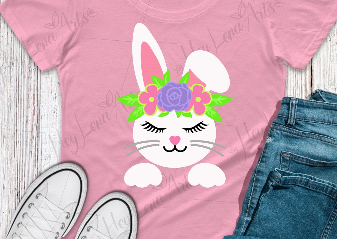 Floral Bunny Face SVG: Easter Rabbit, Spring Cricut Cut File (digital ...