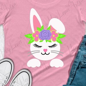 Easter SVG, Bunny face svg, Floral Bunny svg, Rabbit svg, Spring svg, Easter shirt svg, Cricut, Cut File, Svg Files, Silhouette, dxf files