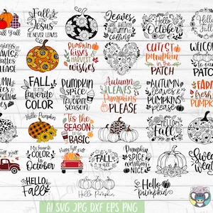 Fall SVG Bundle: Autumn Pumpkin Designs (Digital Download)