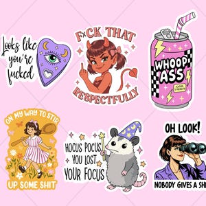 43 Sarcastic Funny Printable Sticker Designs Bundle, Quotes Sublimation Sarcastic Snarky Clipart image 4