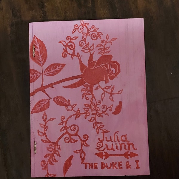 Bridgerton "Duke & I" book cover inspired wooden book jewelry box.