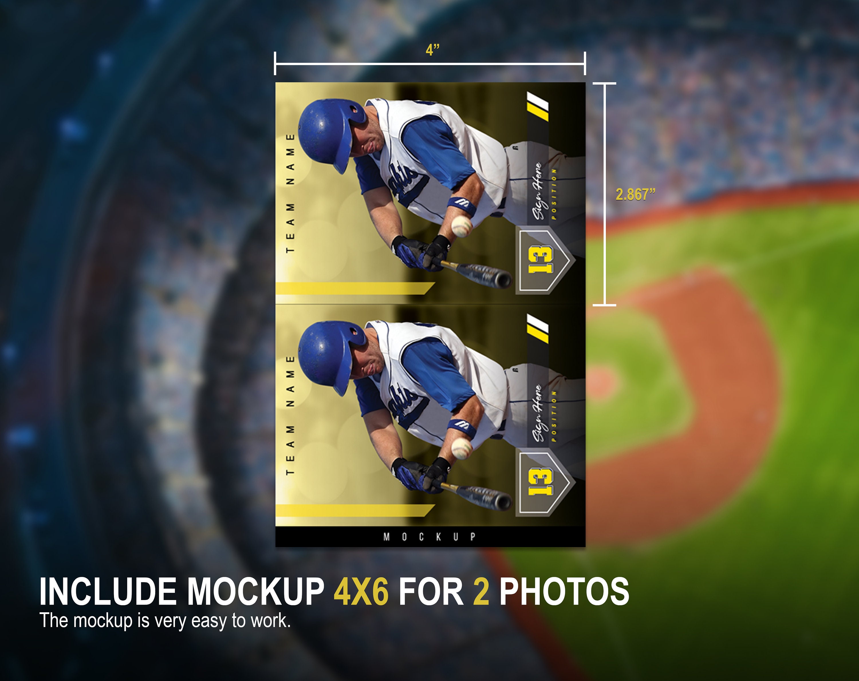 Baseball Card / Mockup and Template / Baseball / Etsy