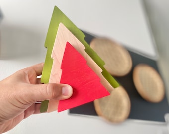 Christmas Tree Set: Rustic Wood Decoration