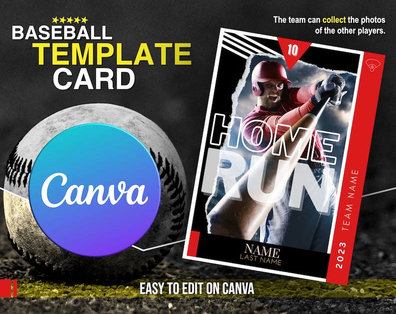 Canva Baseball Card Template / Player Card / Baseball / Etsy Canva Baseball Card Template / Player Card / Baseball / Etsy