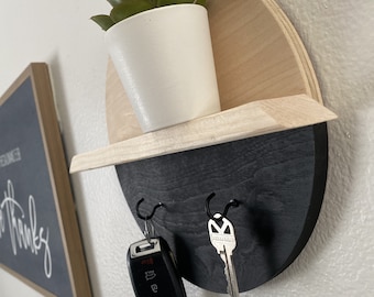 Birch Plywood Circle Key Holder: Natural Wood Organizer (9 inch )