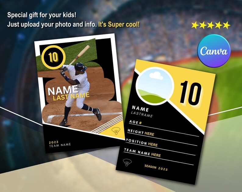 Canva Baseball Card Template / Player Card / Baseball / Baseball Canva Baseball Card Template / Player Card / Baseball / Baseball