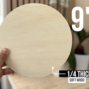 Unfinished 9" Circle Wood / Blank Wood / 1/2 Thick / Circle Blanks / Diy Supplies / Wood Round / 9" Circle Wood / Soft Wood / 1/4 Wood